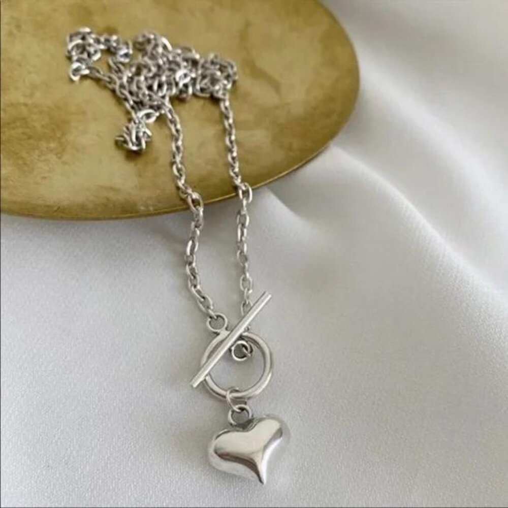 LOVE HEART 925 STERLING SILVER PENDANT NECKLACE, NICE NECKLACE, CUTE NECKLACE - Picture 2 of 6